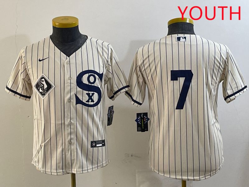 Youth Chicago White Sox 7 No Name Cream Stripe Dream Edition Game 2025 Nike MLB Jersey style 6